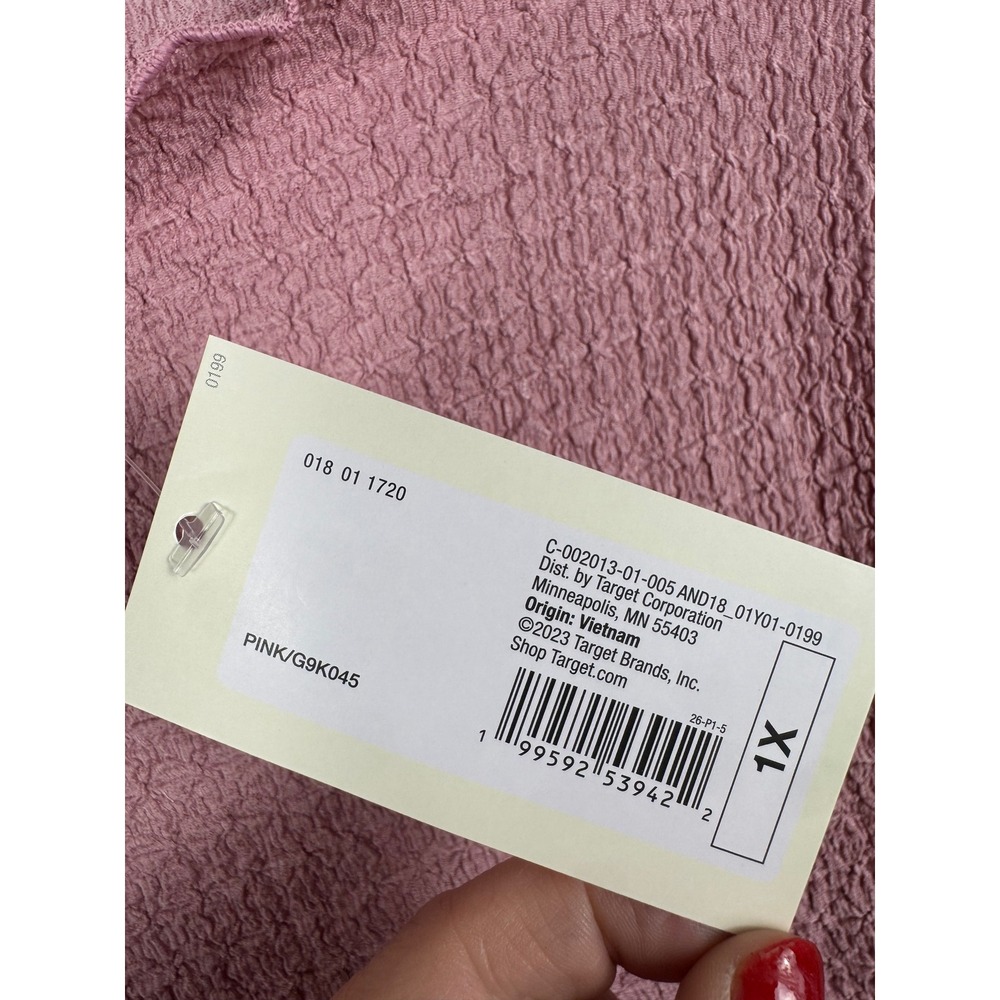 A New Day Pink Textured Popcorn Knit Side Ruched Top 1X G9K045 - Picture 2 of 7